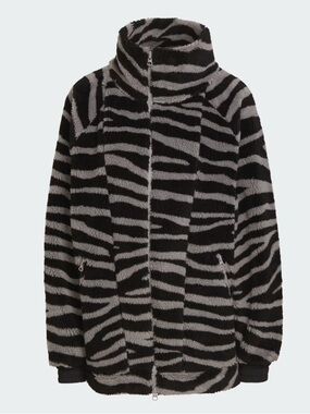 Adidas by Stella McCartney Black and Gray Zebra Sherpa Jacket